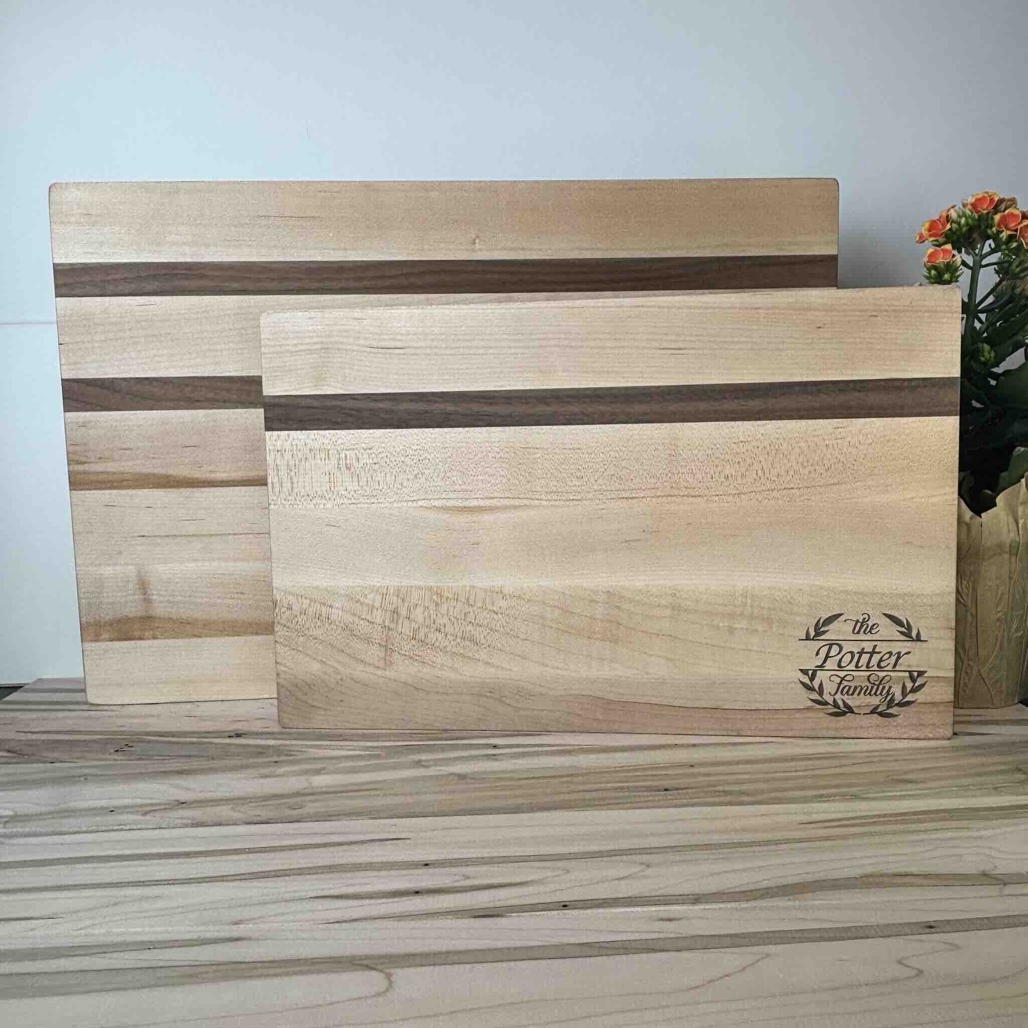 Stylish cutting boards showcasing custom family engraving