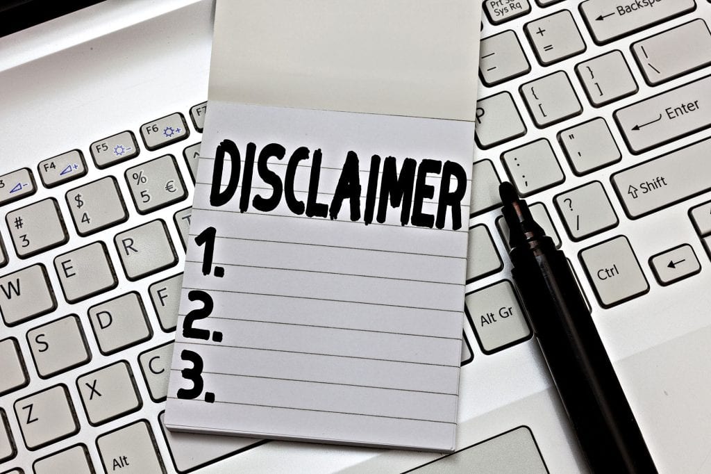 Text sign showing Disclaimer. Conceptual photo Terms and Conditions Statement to Denial of Legal Claim Copyright.